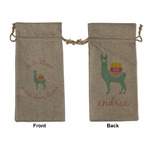 Llamas Large Burlap Gift Bag - Front & Back (Personalized)