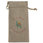 Llamas Large Burlap Gift Bag - Front