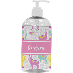 Llamas Plastic Soap / Lotion Dispenser (16 oz - Large - White) (Personalized)