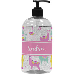Llamas Plastic Soap / Lotion Dispenser (16 oz - Large - Black) (Personalized)