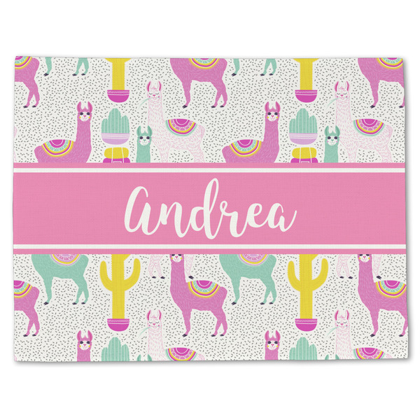 Custom Llamas Single-Sided Linen Placemat - Single w/ Name or Text