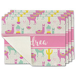 Llamas Single-Sided Linen Placemat - Set of 4 w/ Name or Text