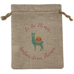 Llamas Medium Burlap Gift Bag - Front