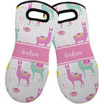 Llamas Neoprene Oven Mitts - Set of 2 w/ Name or Text