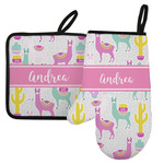 Llamas Left Oven Mitt & Pot Holder Set w/ Name or Text