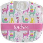 Llamas Velour Baby Bib w/ Name or Text