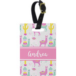 Llamas Plastic Luggage Tag - Rectangular w/ Name or Text