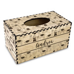 Llamas Wood Tissue Box Cover - Rectangle (Personalized)