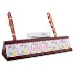 Llamas Red Mahogany Nameplate with Business Card Holder (Personalized)