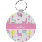 Llamas Round Plastic Keychain (Personalized)