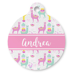 Llamas Round Pet ID Tag (Personalized)