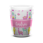 Llamas Ceramic Shot Glass - 1.5 oz - White - Single (Personalized)