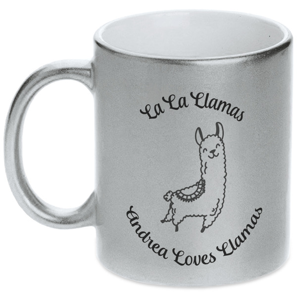 Custom Llamas Metallic Silver Mug (Personalized)