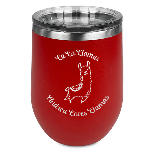 Custom Llamas Stemless Stainless Steel Wine Tumbler - Red - Double Sided (Personalized)