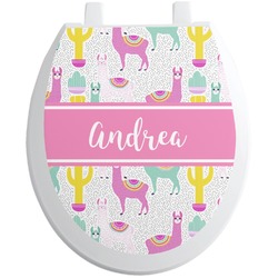 Llamas Toilet Seat Decal - Round (Personalized)