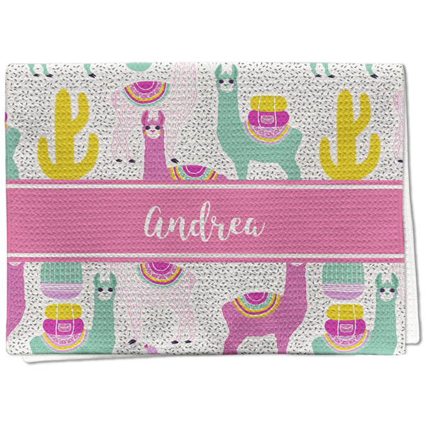 Custom Llamas Kitchen Towel - Waffle Weave (Personalized)