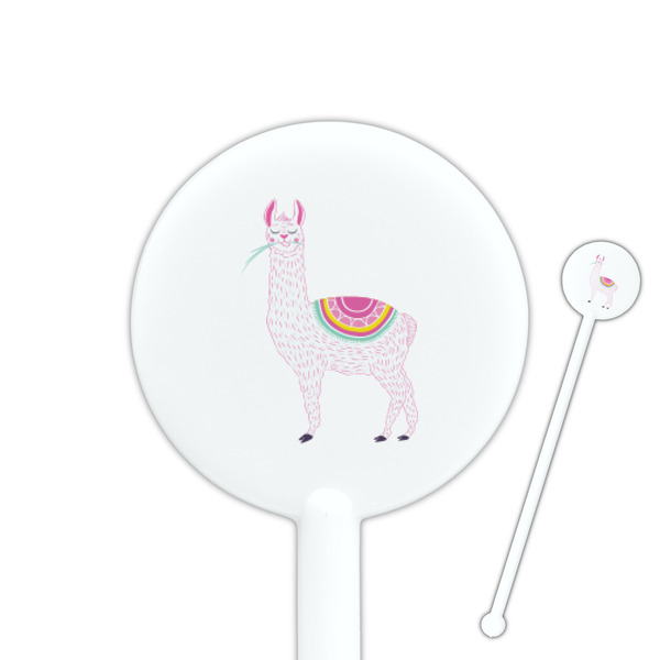 Custom Llamas 5.5" Round Plastic Stir Sticks - White - Double Sided