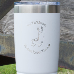 Llamas 20 oz Stainless Steel Tumbler - White - Double Sided (Personalized)