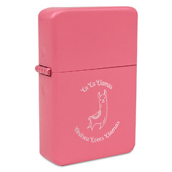 Llamas Windproof Lighter - Pink - Single Sided & Lid Engraved (Personalized)