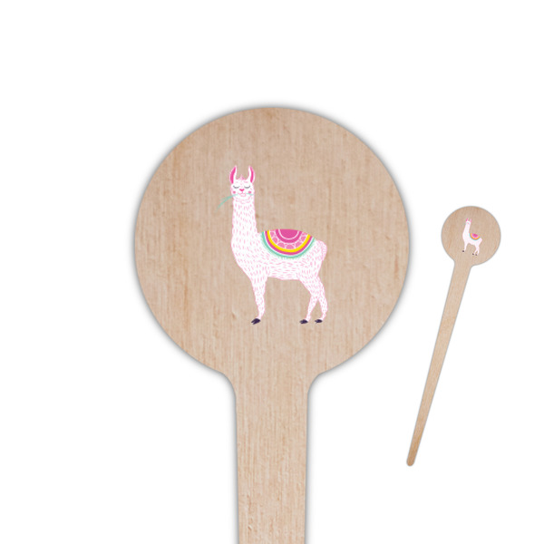 Custom Llamas 4" Round Wooden Food Picks - Double Sided