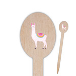 Llamas Oval Wooden Food Picks - Single Sided