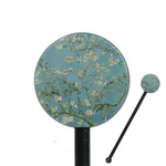 Almond Blossoms (Van Gogh) 5.5" Round Plastic Stir Sticks - Black - Single Sided