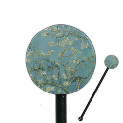 Almond Blossoms (Van Gogh) 5.5" Round Plastic Stir Sticks - Black - Double Sided