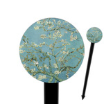 Almond Blossoms (Van Gogh) 6" Round Plastic Food Picks - Black - Double Sided