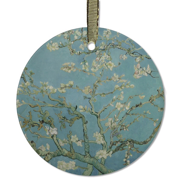 Custom Almond Blossoms (Van Gogh) Flat Glass Ornament - Round