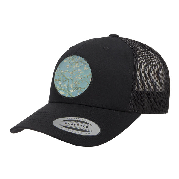 Custom Almond Blossoms (Van Gogh) Trucker Hat - Black