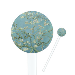 Almond Blossoms (Van Gogh) 7" Round Plastic Stir Sticks - White - Single Sided