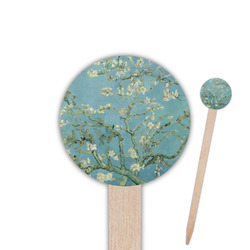 Almond Blossoms (Van Gogh) 6" Round Wooden Food Picks - Single Sided
