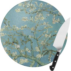 Almond Blossoms (Van Gogh) Round Glass Cutting Board - Medium