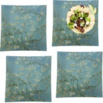 Almond Blossoms (Van Gogh) Set of 4 Glass Square Lunch / Dinner Plate 9.5"