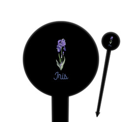 Irises (Van Gogh) 6" Round Plastic Food Picks - Black - Single Sided