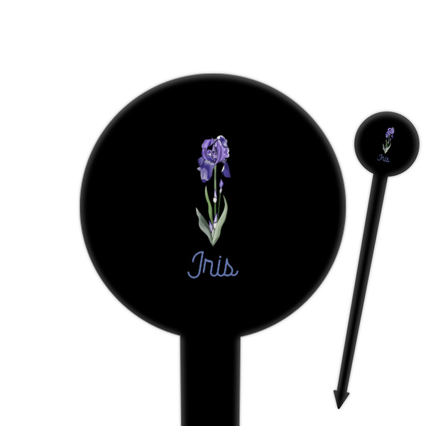 Custom Irises (Van Gogh) 6" Round Plastic Food Picks - Black - Double Sided