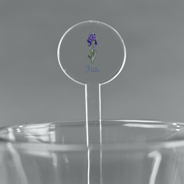 Custom Irises (Van Gogh) 7" Round Plastic Stir Sticks - Clear