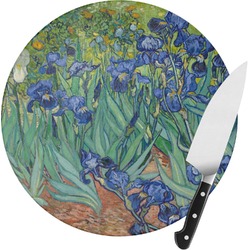 Irises (Van Gogh) Round Glass Cutting Board