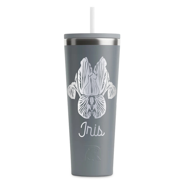 Custom Irises (Van Gogh) RTIC Everyday Tumbler with Straw - 28oz - Grey - Double-Sided