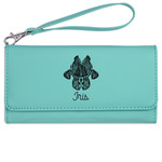 Irises (Van Gogh) Ladies Leatherette Wallet - Laser Engraved- Teal