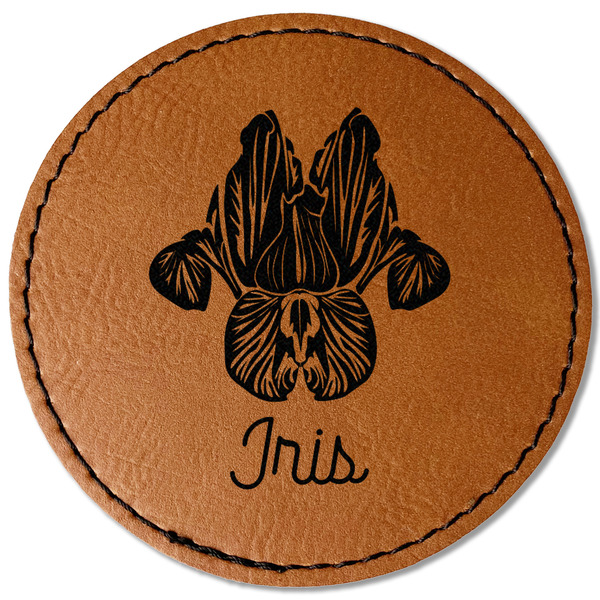 Custom Irises (Van Gogh) Faux Leather Iron On Patch - Round