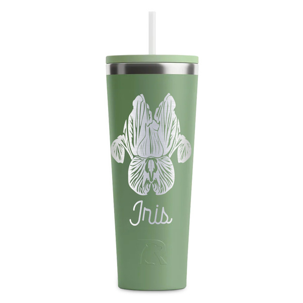 Custom Irises (Van Gogh) RTIC Everyday Tumbler with Straw - 28oz - Light Green - Double-Sided