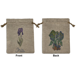 Irises (Van Gogh) Medium Burlap Gift Bag - Front & Back