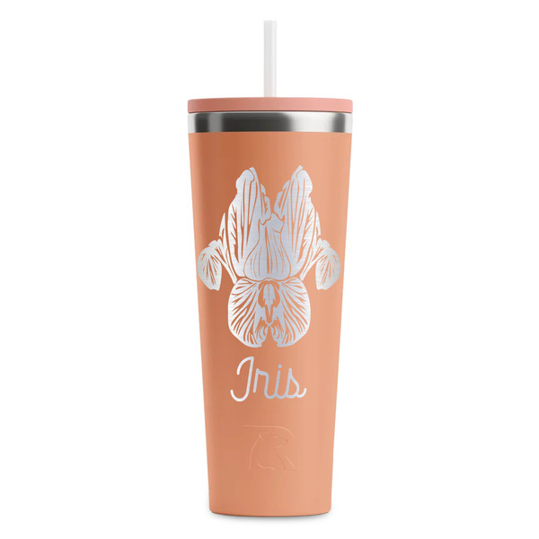 Custom Irises (Van Gogh) RTIC Everyday Tumbler with Straw - 28oz - Peach - Single-Sided