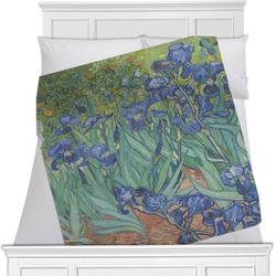 Irises (Van Gogh) Minky Blanket - Twin / Full - 80"x60" - Single Sided