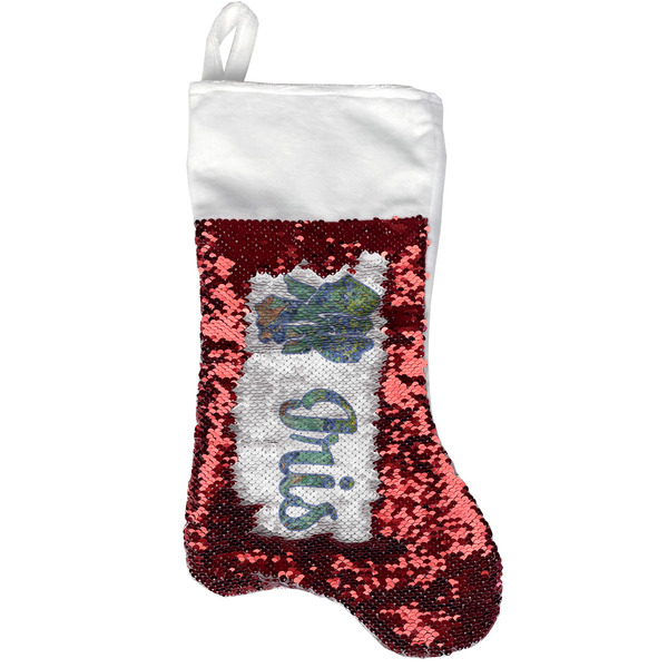 Custom Irises (Van Gogh) Reversible Sequin Stocking - Red