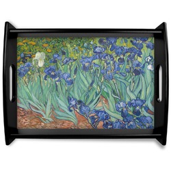 Irises (Van Gogh) Black Wooden Tray - Large