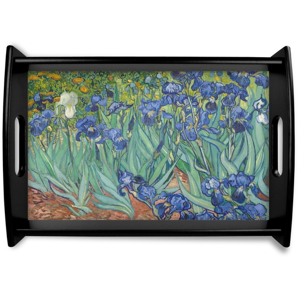 Custom Irises (Van Gogh) Black Wooden Tray - Small