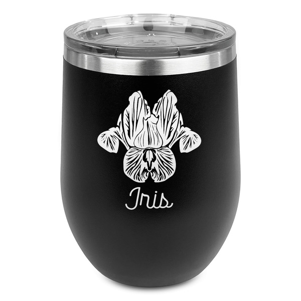 Custom Irises (Van Gogh) Stemless Stainless Steel Wine Tumbler - Black - Double Sided