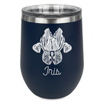 Irises (Van Gogh) Stemless Stainless Steel Wine Tumbler - Navy - Double Sided